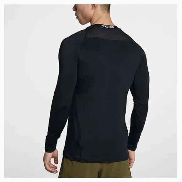 NIKE Men's Slim Fit Sweat-Wicking Quick Dry Long-Sleeve Top Size M In Black - Picture 2 of 9